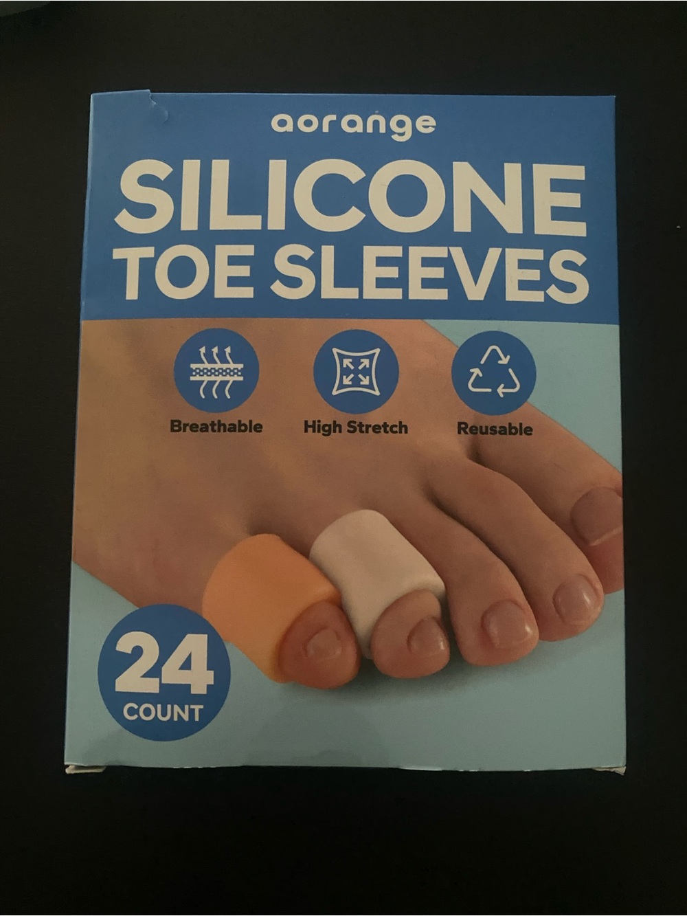 Silicone Toe Sleeves - Orange & Cream, 23 Count